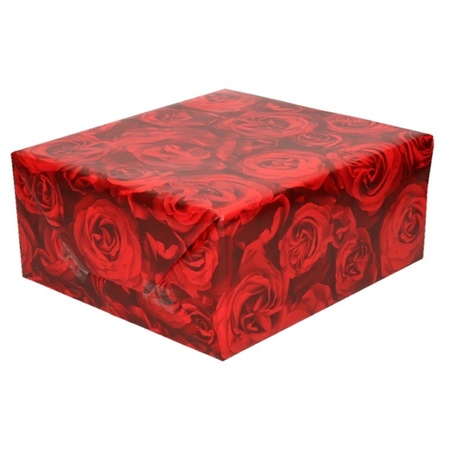 3x Inpakpapier/cadeaupapier met rode rozen 200 x 70 cm rollen