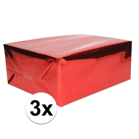 3x Wrapping paper red metallic