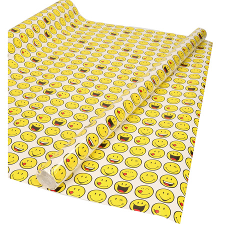 3x Wrapping paper white with smileys 70 x 150 cm