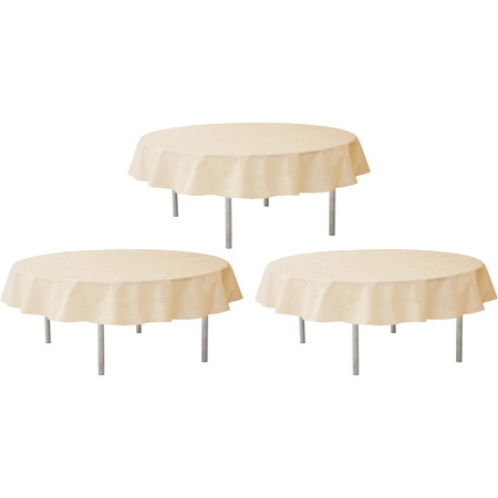 3x Ivory white round tablecloths/tables linnen 240 cm non woven polypropylene