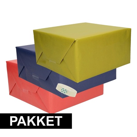 3x Kraft wrapping paper with tape pakket 4