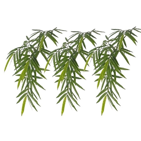 3x Kunstplanten groene bamboe hangplant/tak 82 cm UV bestendig