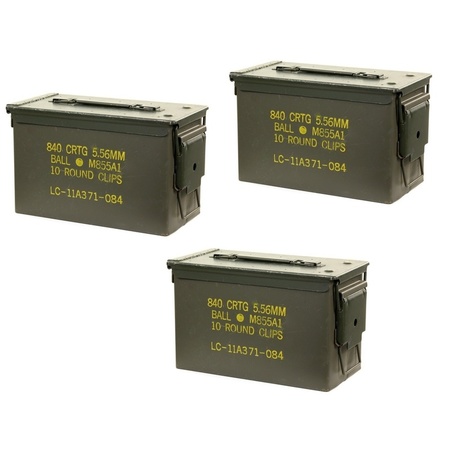 3x Army storage chest green metal 30 cm