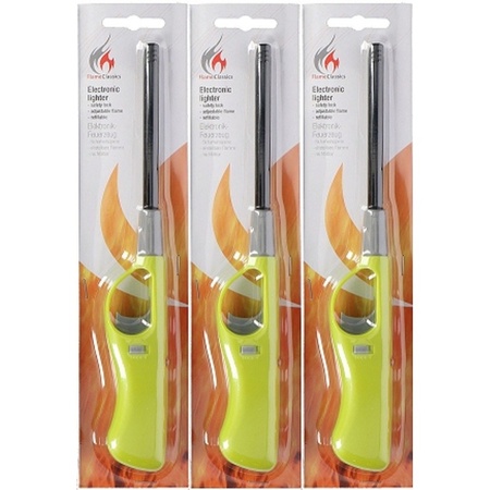 3x Lime green barbecue lighter 26 cm