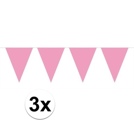 3x Mini vlaggenlijn/slinger versiering baby roze 