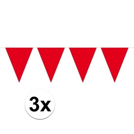 3x Mini vlaggenlijn / slinger versiering rood 