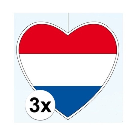 3x Nederland hangdecoratie hart 28 cm