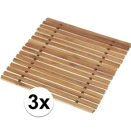 3x Pan coaster bamboo 18cm