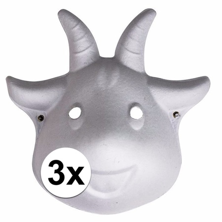 3x Papier mache geiten maskers 22 cm