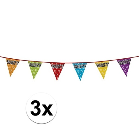 3x Party vlaggenlijn holografisch 8 meter