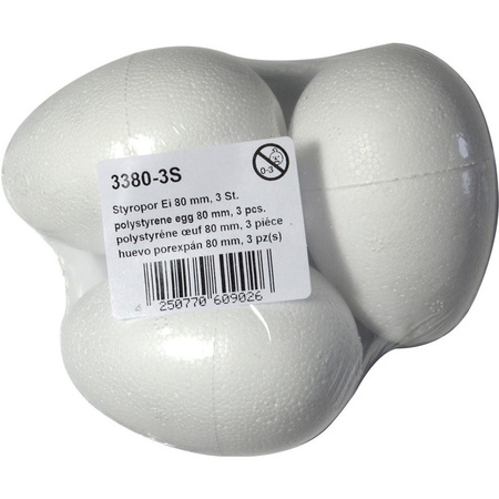 3x Styrofoam egg decoration 8 cm hobby/DIY craft material