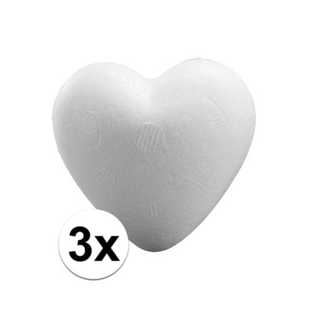 3x Styrofoam hearts 9 cm