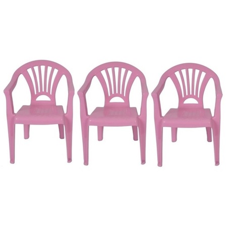 3x Plastic pink chairs for children 37 x 31 x 51 cm