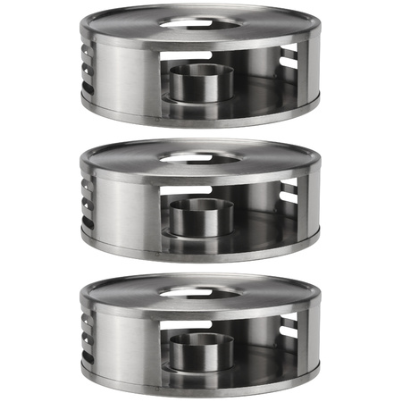 3x Rechaud food warmers stainless steel for teapots/pans