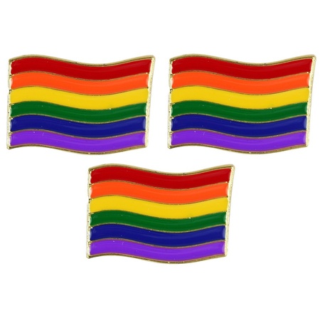 3x Rainbow pride flag metal badge 4 cm