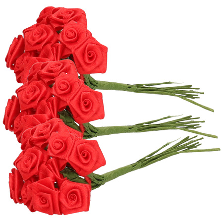 3x Rode roosjes van satijn 12 cm