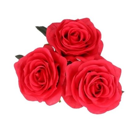 3x Red roses Simone artificial flowers 45 cm