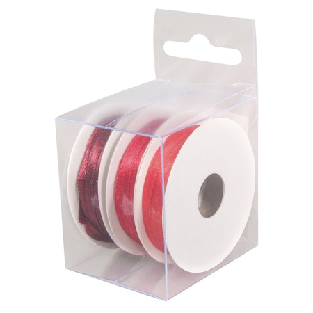3x Rollen hobby/decoration color mix red satin ribbon 3 mm x 6 meter