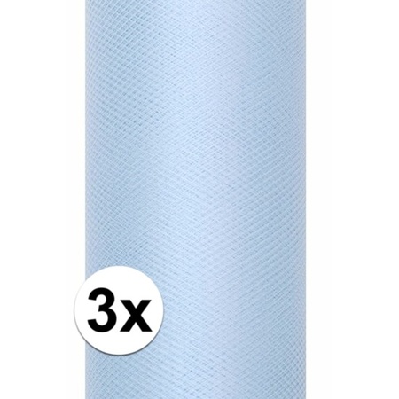 3x rollen tule stof lichtblauw 0,15 x 9 meter