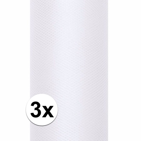 3x rollen tule stof wit 0,15 x 9 meter