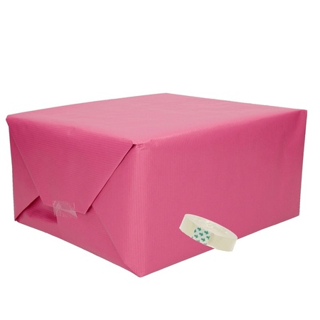 3x Roze kraft inpakpapier met rolletje plakband pakket 11