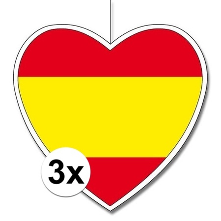 3x Spanje hangdecoratie harten 28 cm