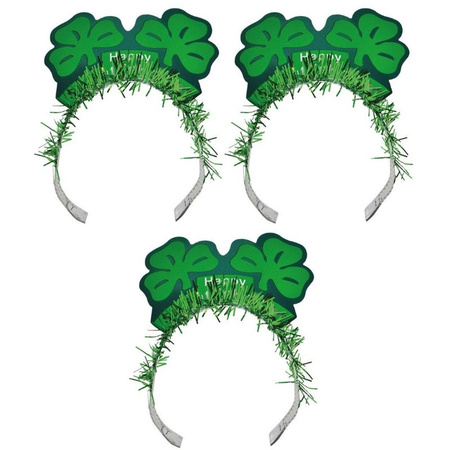 3x St. Patricks day diademen/haarbanden voor volwassenen