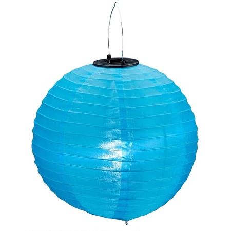 3x pieces Blue solar party lanterns 30 cm