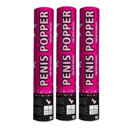 3x Confetti shooter pink penisses 28 cm