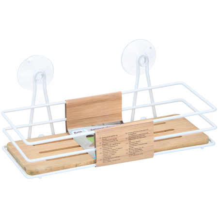 3x Pieces shower/bathroom rack metal/bamboo 26 cm