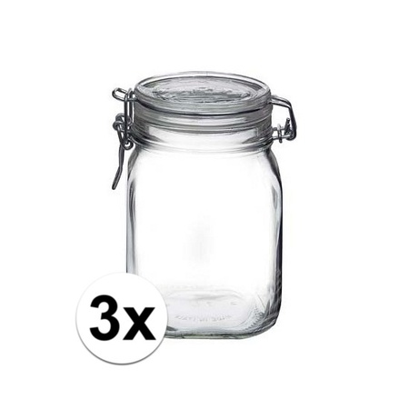 3x stuks Glazen weckpotten/inmaakpotten 1 Liter