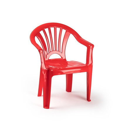 3x pieces plastic red chairs for children 35 x 28 x 50 cm