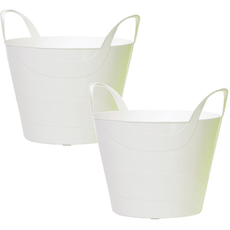 3x White flexible bucket/laundry basket 30 liters