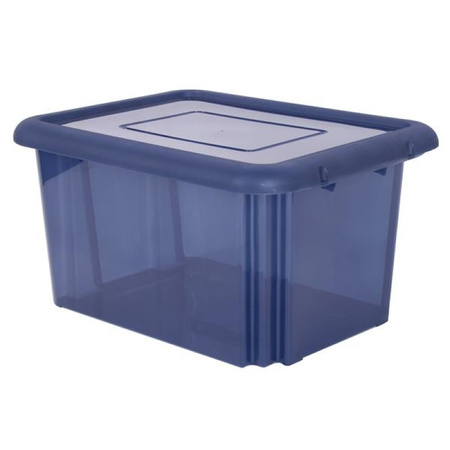 3x pieces storage boxes plastic dark blue L58 x W44 x H31 cm stackable