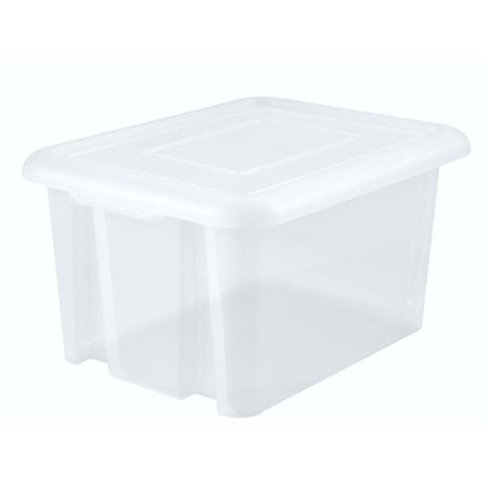 3x pieces storage boxes plastic white L58 x W44 x H31 cm stackable
