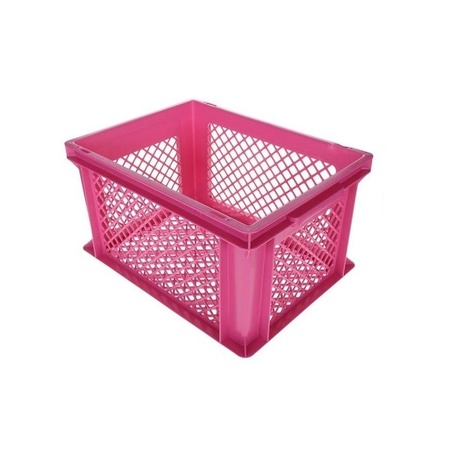 3x pieces bicycle or storage crate 40 x 30 x 22 cm pink