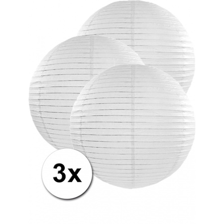 3x white paper lanterns 50 cm