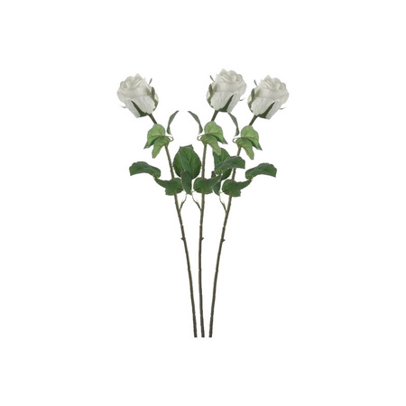 3x stuks witte roos/rozen kunstbloemen 69 cm