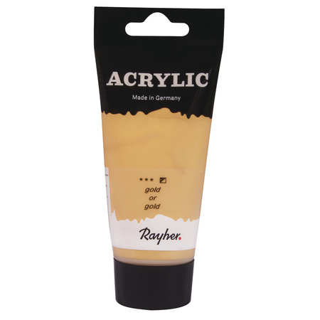 3x pieces gold hobby acrylic paint in tube 75 ml