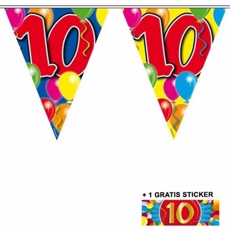 3x vlaggenlijn 10 jaar met gratis sticker