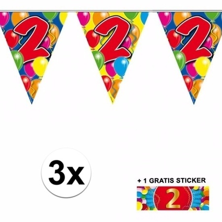 3x vlaggenlijn 2 jaar met gratis sticker
