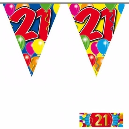 3x vlaggenlijn 21 jaar met gratis sticker