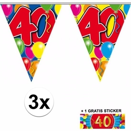 3x vlaggenlijn 40 jaar met sticker