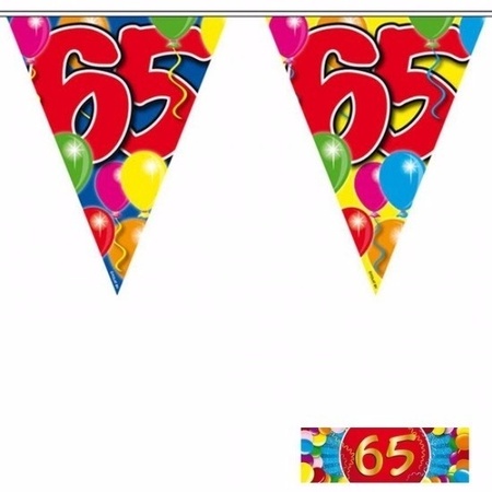 3x vlaggenlijn 65 jaar met gratis sticker