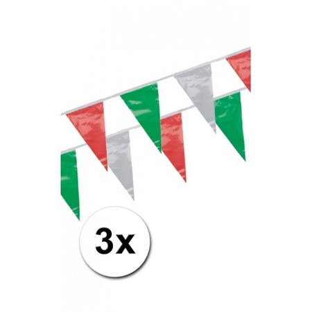 3x Vlaggenlijn groen/rood/wit 4 meter