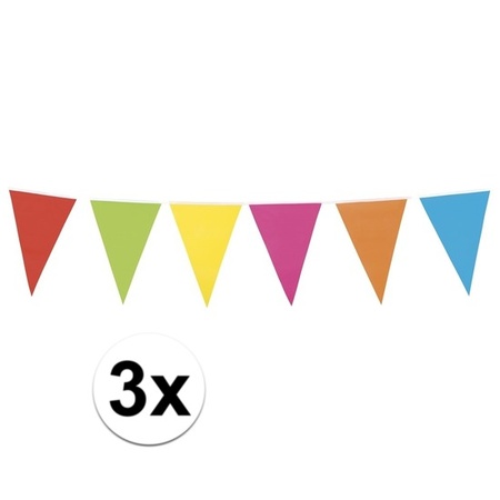 3x Vlaggenlijn vrolijke kleuren 10 meter 