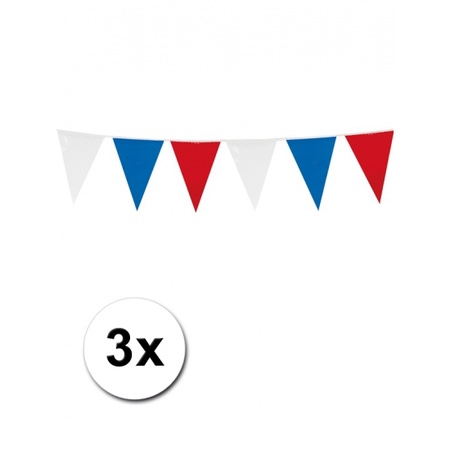 3x Vlaggenlijnen Holland rood-wit-blauw