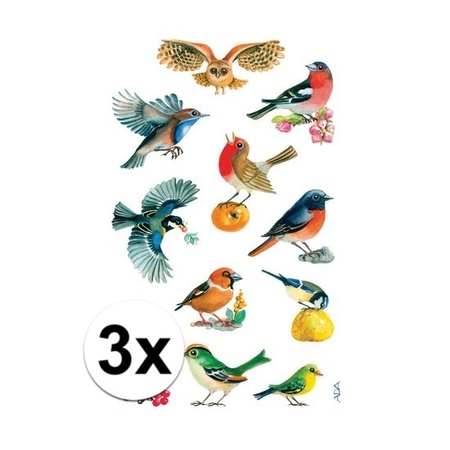 3x Vogel stickers 3 vellen