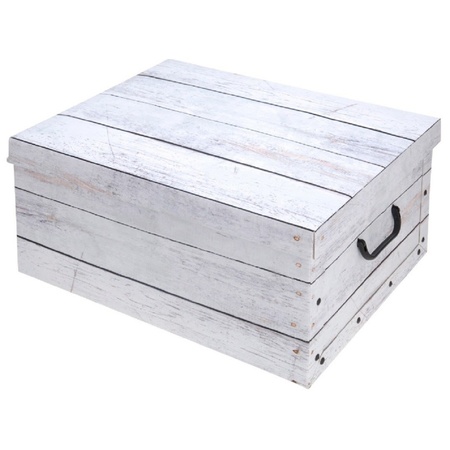 3x Witte opbergdozen/opbergboxen hout print 51 cm