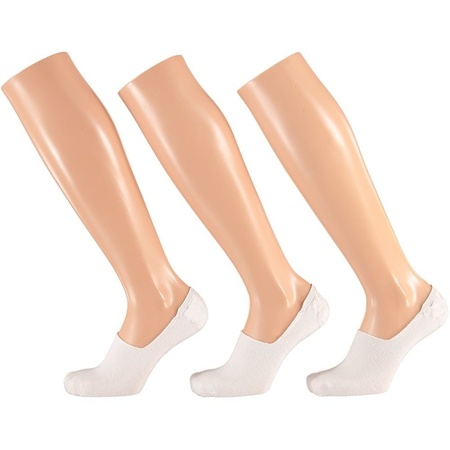 3x Witte sneaker sokken met siliconen hiel voor heren 3 pak